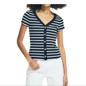 Nautica Button-Front Knit Top. Size: L